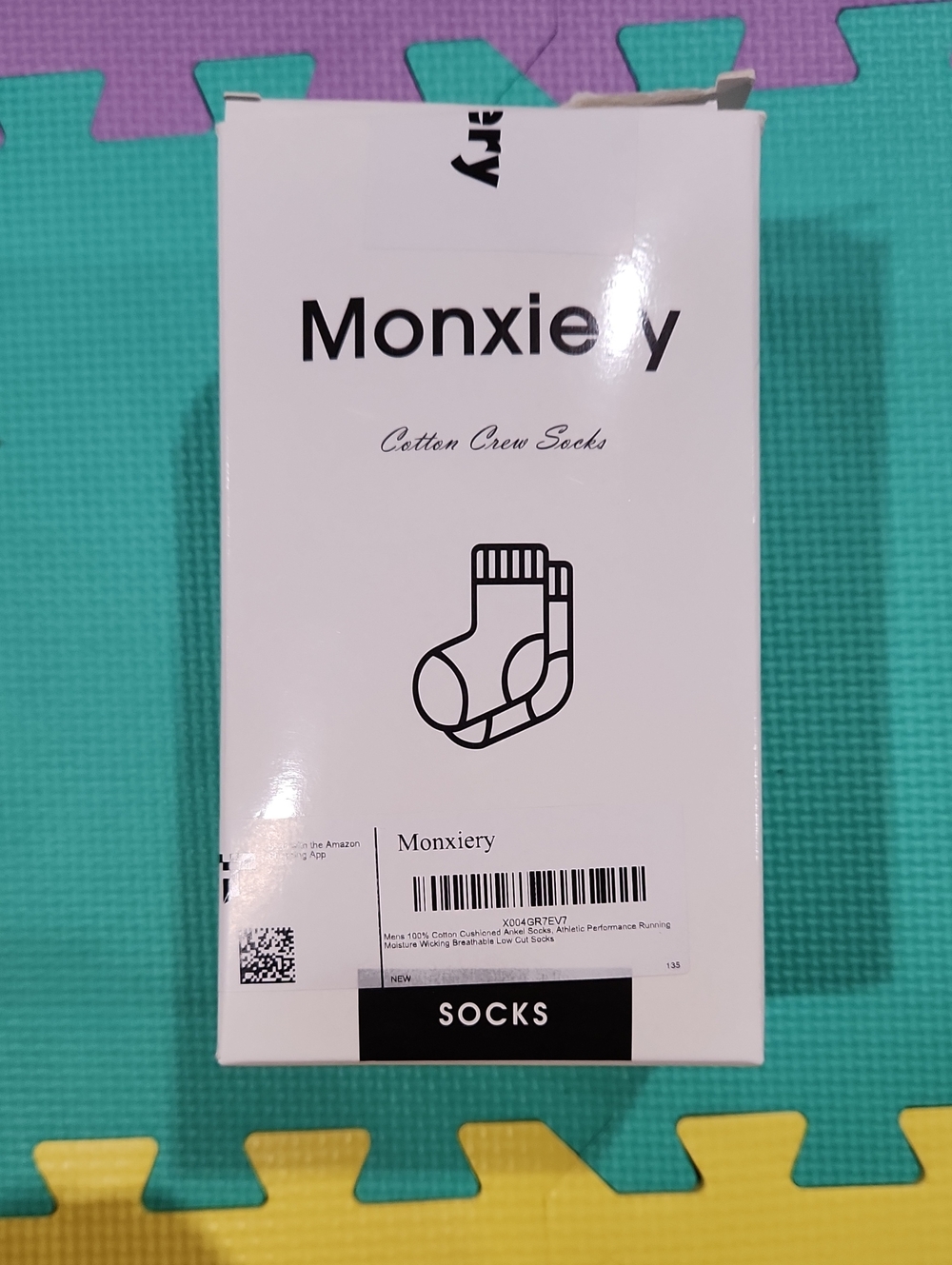 Monxiery Men's Cotton Crew Socks - 7 Pairs White/Gray, NIB